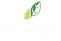 Logo with green leaf design on a white background